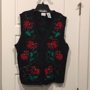 Ugly Christmas poinsettias vest